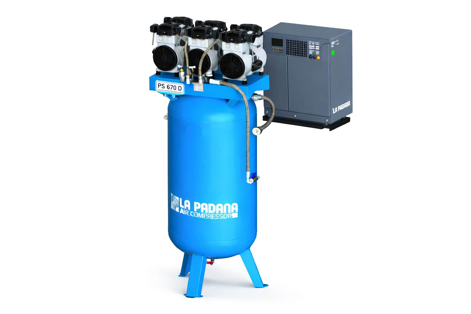 Máy nén khí không dầu công suất lớn, 6HP, 270L, kèm sấy khí, xuất xứ EU